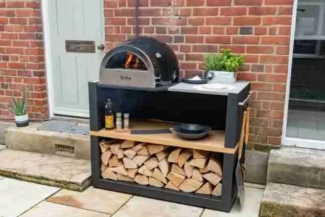 Grillo kitchen storage unit with pizza oven on top