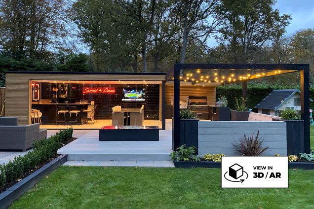 outdoor living area with outdoor kitchen