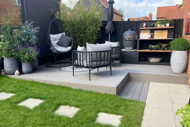 Small outdoor kitchen in hampshire with gusto charcoal bbq