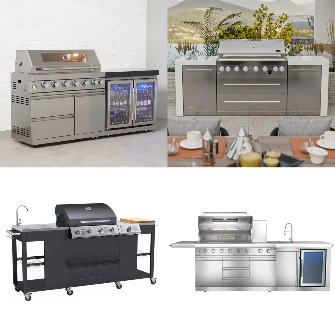 collage of outdoor kitchens
