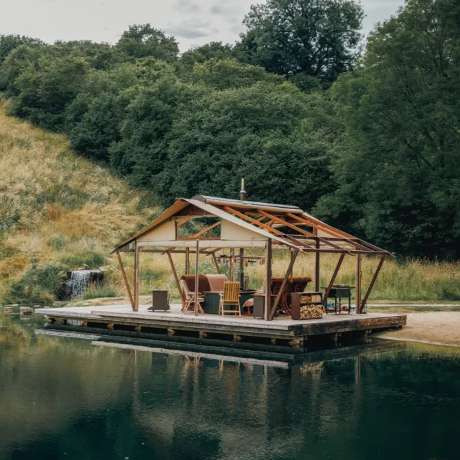 Cashmere caveman outdoor kitchen on pontoon
