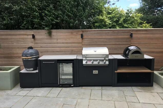 Outdoor kitchen in crystal palace, london on patio