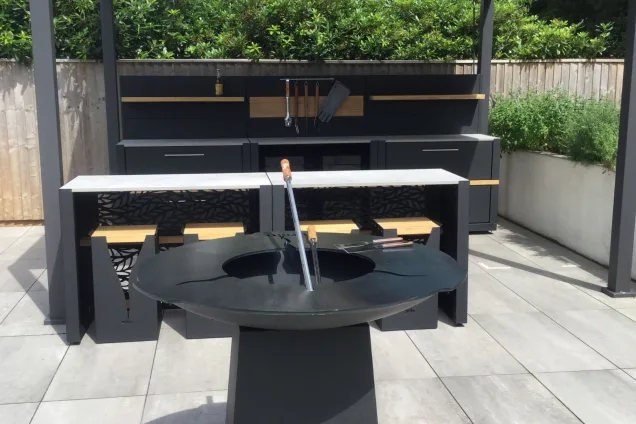 Outdoor kitchen in dorset on patio