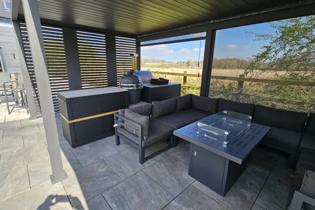 Outdoor Kitchen in Hathern with seating area on patio