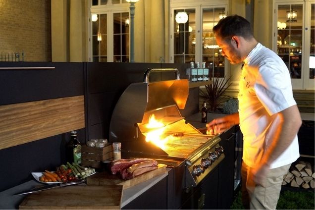 Tristan cooking on gas BBQ