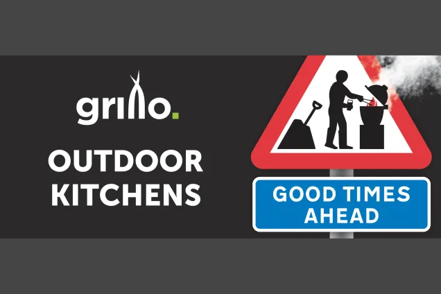 Grillo kitchens billboard which says good times ahead