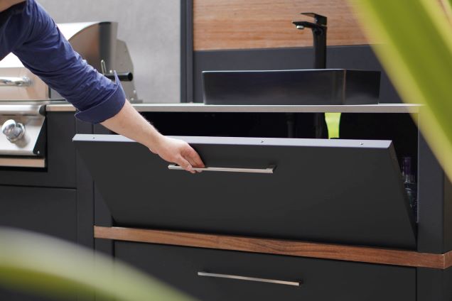 Outdoor kitchen cabinet doors