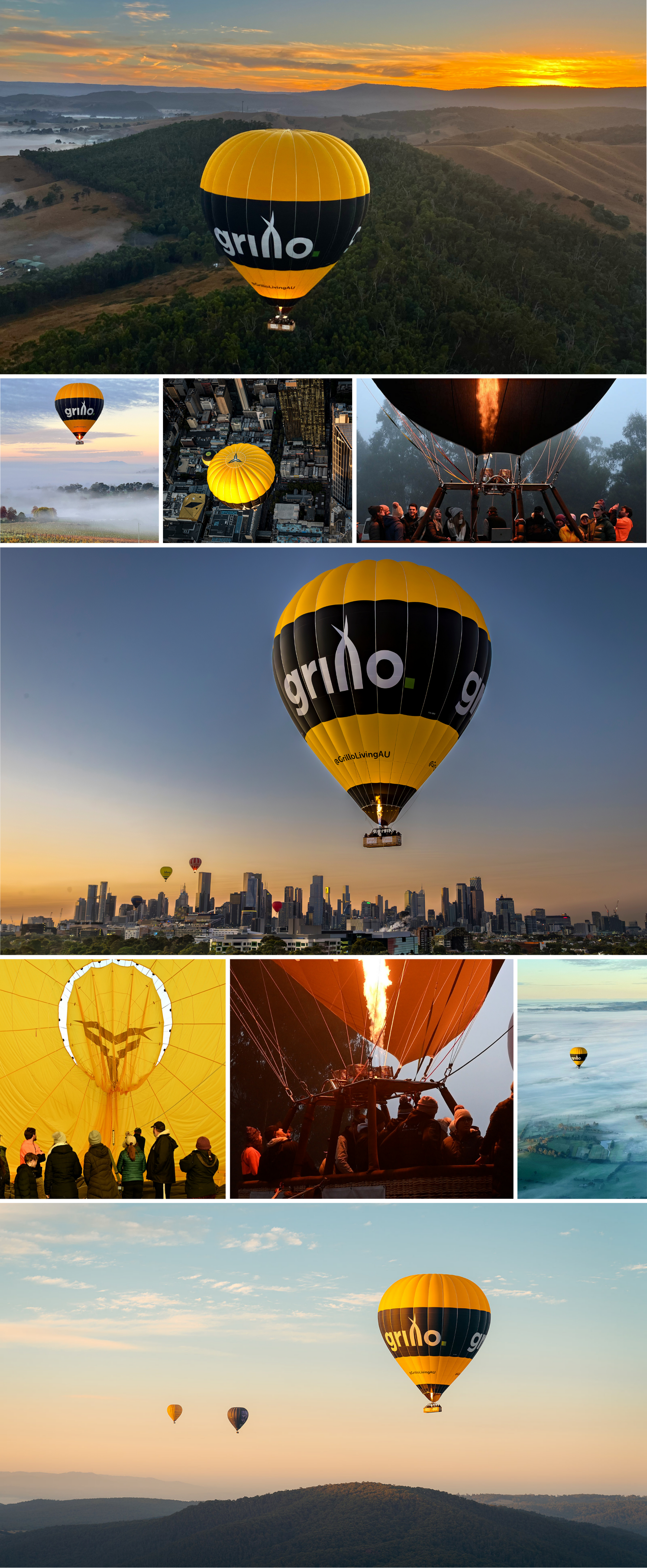 collage of photos of the grillo balloon flying