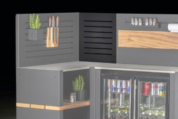 outdoor kitchen right feature wall for cabinet units
