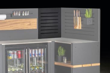 outdoor kitchen left feature wall for cabinet units