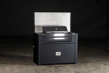 outdoor kitchen electric Voltiq grill station unit with porcelain feature wall