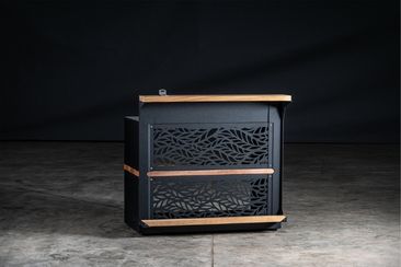 Outdoor kitchen standing bar cabinet with beer boss and habitat rear fascia