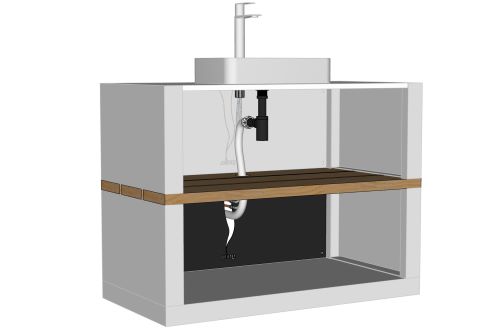 graphics of sink on grillo cabinet