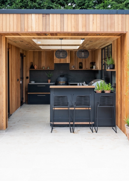 outdoor kitchen in west malling under cover of garden room