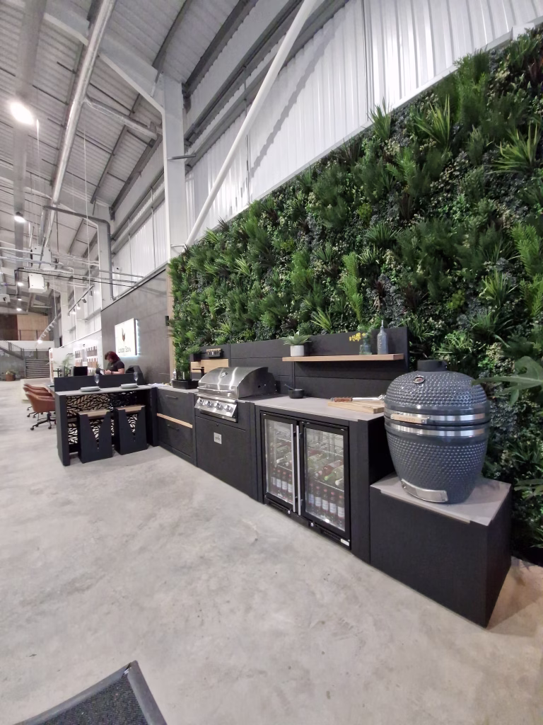 Birmingham london stone showroom with outdoor kitchen