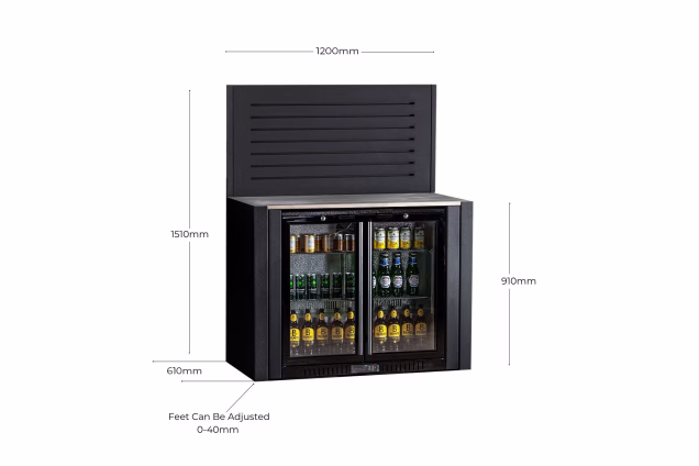element double drinks fridge with dimensions