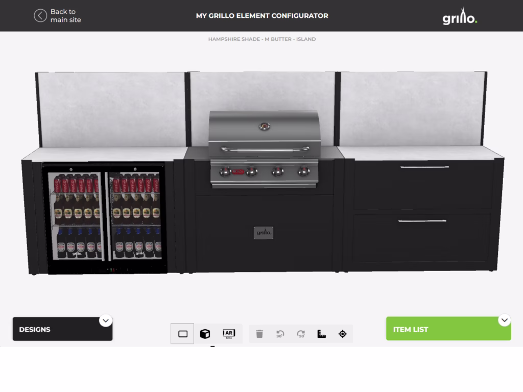 element outdoor kitchen render in grillo configurator
